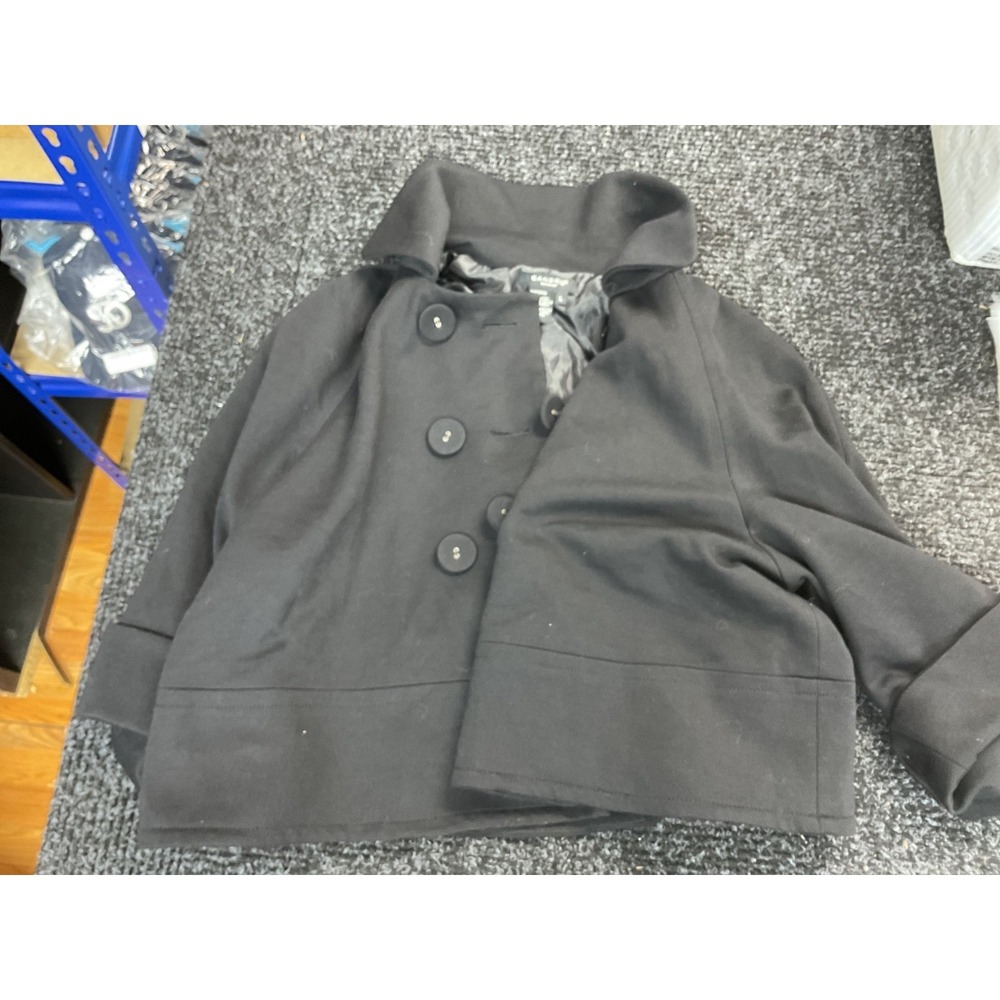 Sandro‎ Paris Women's Wool Pea Coat Black Tailored Jacket Size L